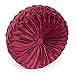 Cuscino Rotondo in Velluto per Divano Letto, Disponibile in più Colori, Cuscino Arredo Decorativo Zucca Tondo Tinta Unita (Bordeaux)