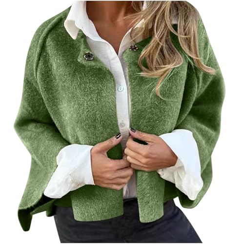 Womens Jackets Cropped Wool Blend Fuzzy Jacket Long Sleeve Open Front Cardigan Oversize Plush Fall Winter Outerwear