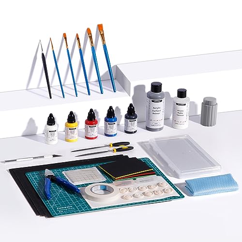 ANYCUBIC Kit de Peinture DâImpression 3D, Peintures Acryliques Ã Base DâEau (Noir/Bleu/Rouge/Jaune/Blanc), Un Ensemble RÃ©pond Au Besoin DâOutils pour Couper, Meuler, Colorier Et Nettoyer Les ModÃ¨les
