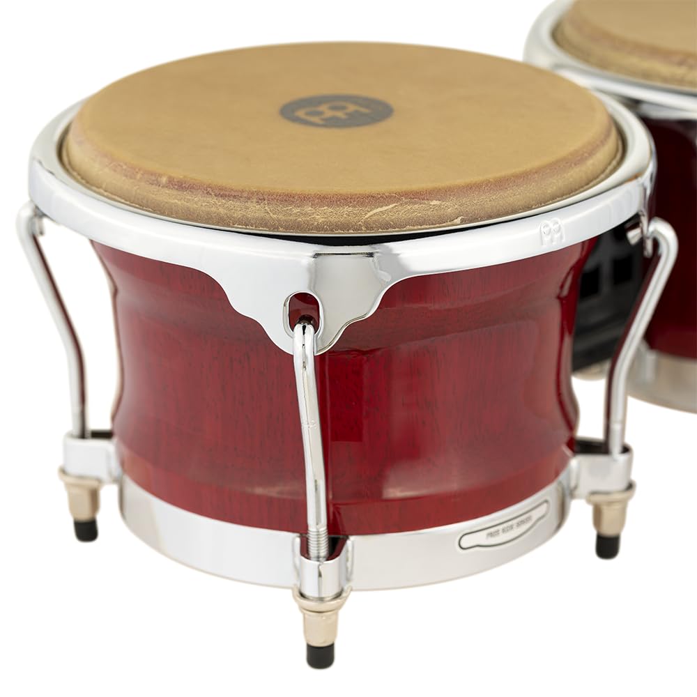 Meinl Percussion Professional Series Bongos, Rot (FWB400CR) | 2 Handtrommeln, 7 und 8,5 Zoll, Inklusive Stimmschlüssel, Siam Eiche