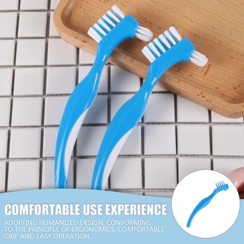 UPIQNG 3 peças de escova de dentes para dentadura de cabeça dupla, ferramenta de limpeza de dentadur