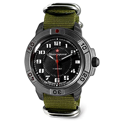VOSTOK | Komandirskie Red Star Army Commander Russian Military Mechanical Wrist Watch | Fashion | Business | Casual Menâ€™s Watches | Model 436186 Green Strap