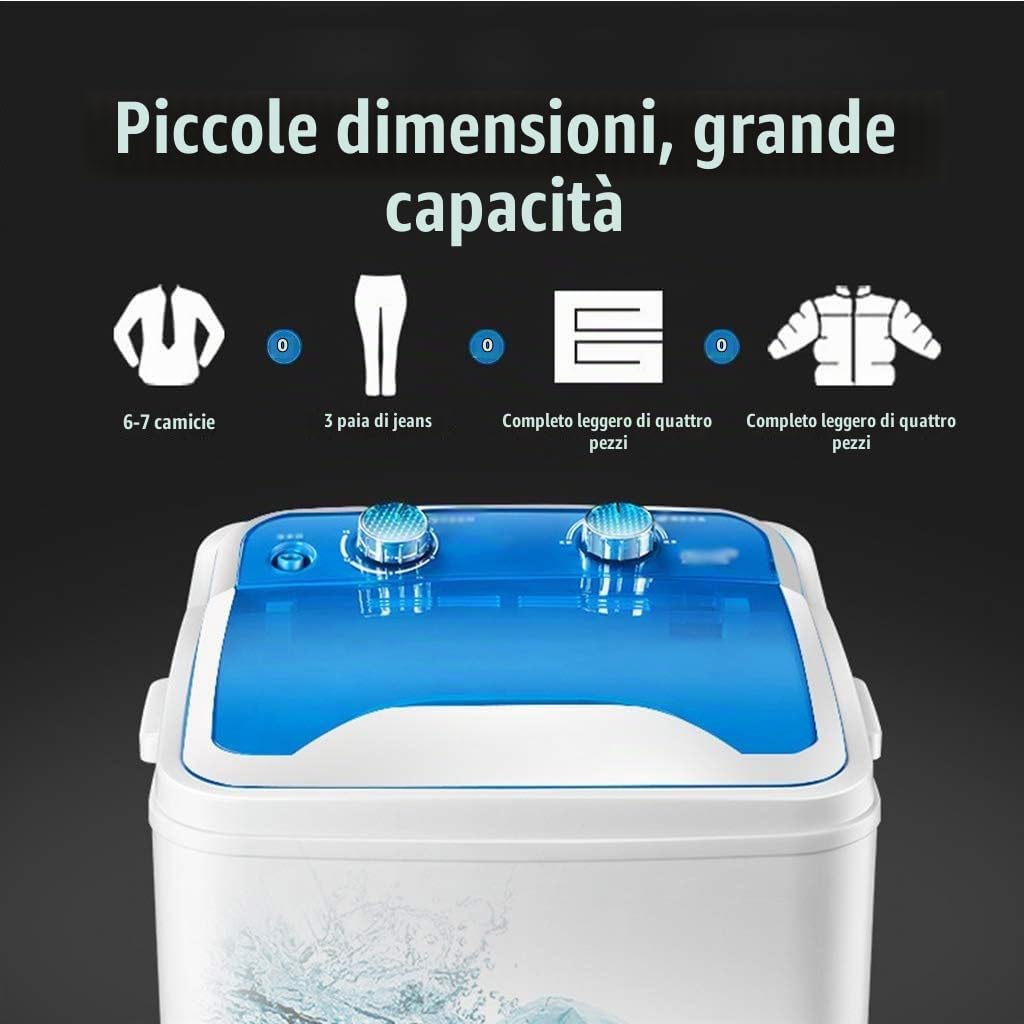 Mini Lavatrice Semiautomatica A Canna Singola di Grande capacità, Design Portatile E Compatto, capacità di Lavaggio Integrata 7KG con Funzione di Cronometraggio,N