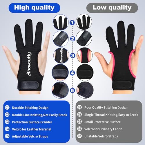 AHOSOUTLY Archery Glove Three Finger Leather Elasticity Archery Protective Gloves Archery Shooting Gloves for Adult and Kids,Protective Gear (Black, Large) - image 4