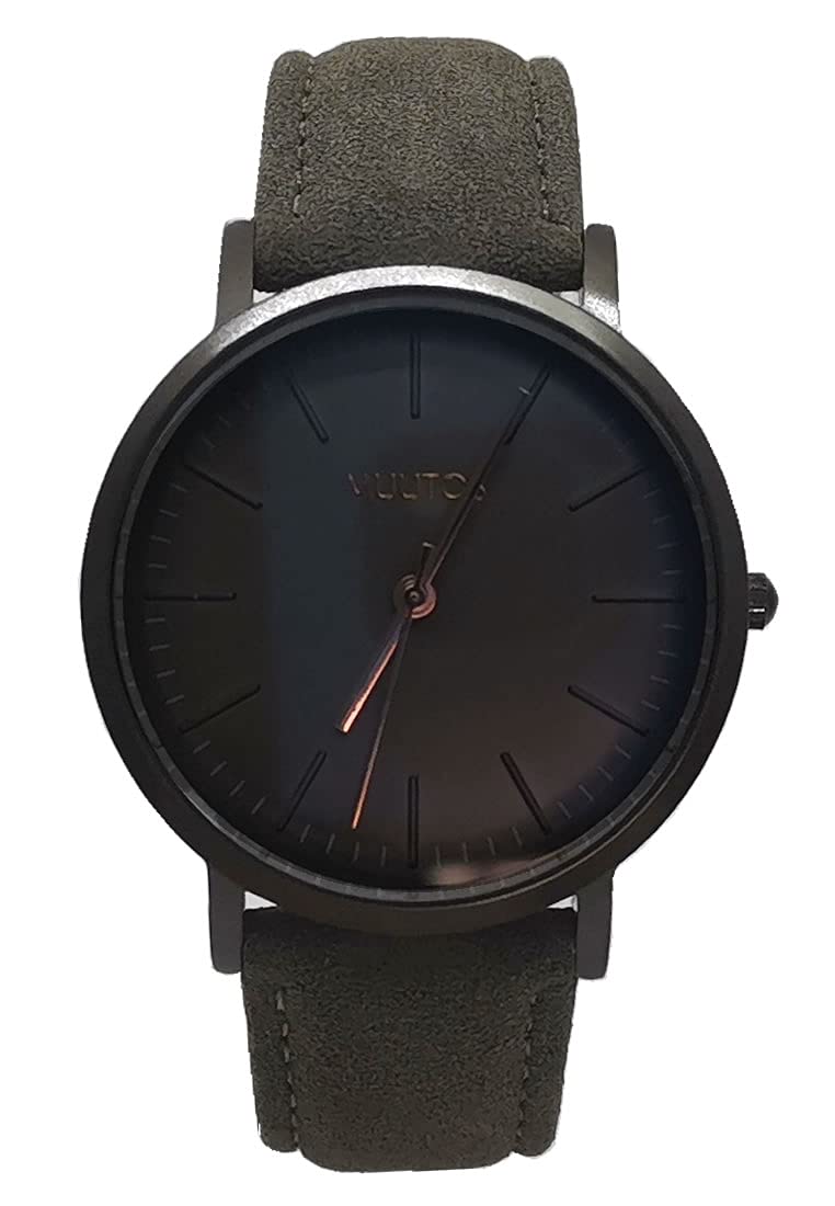 Muutos Women's Round Dial Stainless Steel Black Leather Strap Wrist Watch MU-0007