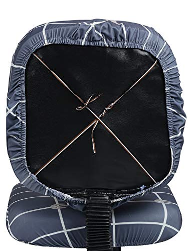 Image of Cortina Corporate Office Chair Covers | Washable Chair Protector | Executive Rotating Chair Seat Case | Stretch Elastic Polyester Spandex Fabric | Geometry Print - Navy Blue | Chair Cover Set of 1