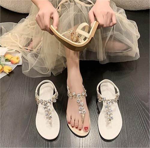 Women's Flat Sandals Dressy Summer Stappy Comfortable Ankle Elastic T-Strap For Beach Thong Sandals Casual Vacation2