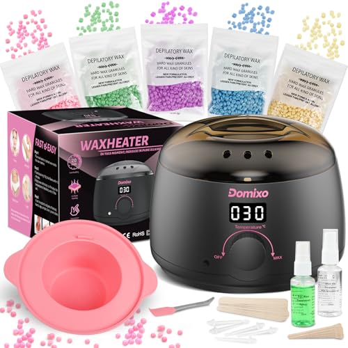 Waxing Kit Wax Warmer Hair Removal Kit with Wax Pot Heater 5 Packs Hard Wax Beads 30 Applicator Sticks & Silicone Bowl Painless Full Body Waxing Machine for Home Use for Women & Men