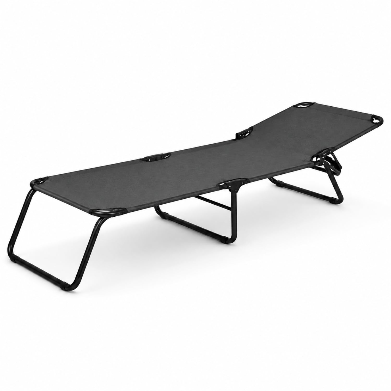 Lettino Pieghevole Prendisole Schienale Reclinabile Struttura Metallo Nero 187x53x24 cm Grigio Scuro