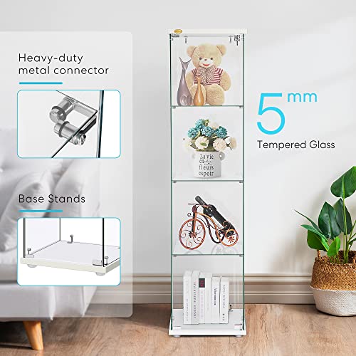 Vivohome 4 Layers 15.7''W X 15.7''D X 62.6''H Glass Countertop Display Showcase Cabinet Bookcase With Lock, 5Mm Tempered Glass 25Mm Mdf Base #TOP2