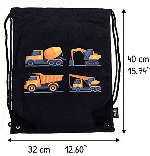 HECKBO® Kindergymtas voor jongens | bouwvoertuigen motief voor jongens | voor kleuterschool, wieg, reizen, sport, school… - Image 3
