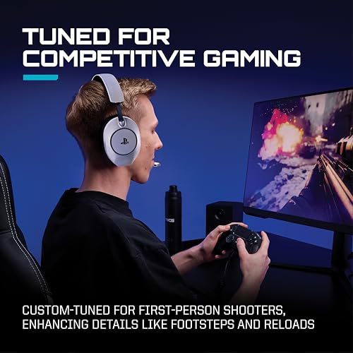Image of RIG R5 Spear PRO HS Wired Gaming Headset Officially Licensed for PlayStation, PS5, PS4, PC - 40mm Graphene Drivers, Tempest 3D Audio, Flip-to-Mute Mic, Memory Foam Cushions, 3.5mm -White