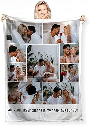 DZWSZ Personalised Photo Blanket, Baby Blanket, Custom Blanket with 1-9 Photo Collages, Throw Blanket, Christmas Halloween Blankets For Sofas, Personalised Gifts Daughter Blanket From Mum