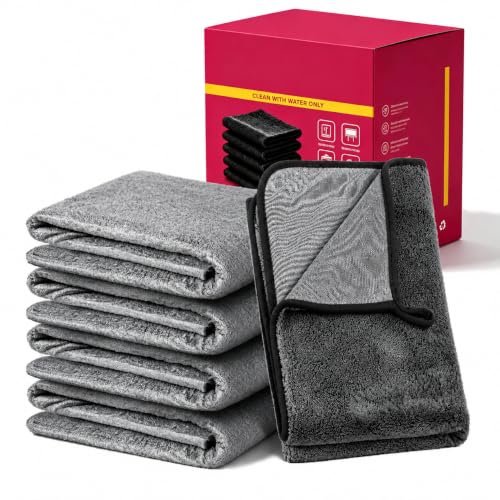 GenieCloth 5PC Magic Cleaning Cloths Reusable Thickened for Kitchen Glass and Car Windows Lint-Free Wipes