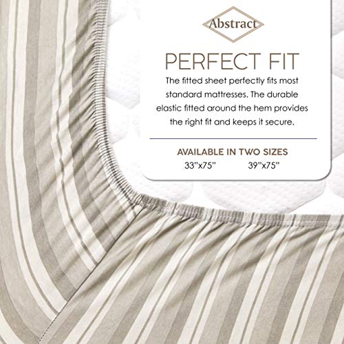 Abstract Fitted Bed Sheet Soft Jersey Comfort Deep Pocket For Twin Mattresses (39" X 75", Striped Grey) #TOP2