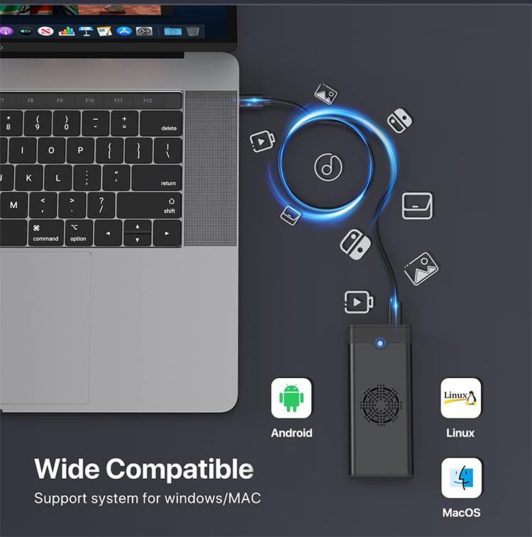 Caja externa para disco M.2 SSD con ventilador USB 3.1 aluminio miniatura 3
