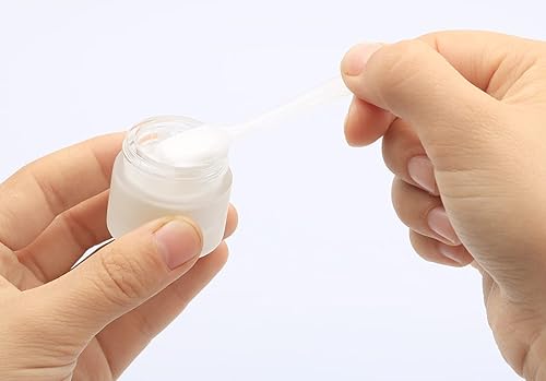 Miniatura 4 de Paquete de 8 frascos de vidrio esmerilado, mini recipientes vacíos para muestras de maquillaje con forro interior y tapas de oro rosa para lociones