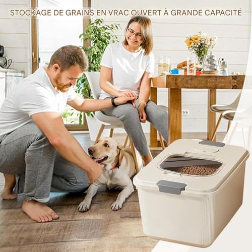 Récipient pour nourriture pour chien compact avec tasse à mesurer