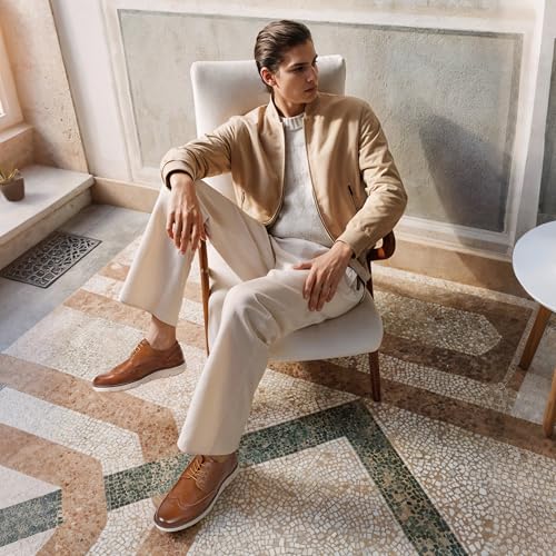 Image of Jousen Mens Dress Shoes Comfortable Business Casual Sneakers | Casual Dress Shoe Style Classic Plain-Toe Oxford Design Removable Footbed Work & Office Wear
