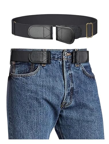 Magic Buckleless Men's Stretch Belts: Comfort Revolution- Hook-Loop Adjustable No Buckle Elastic Belt for Jeans Khaki, 32-48