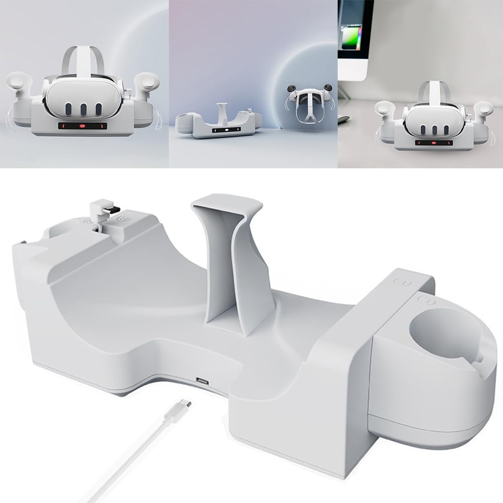 Base de carga VR para Meta/Oculus Quest 3 Soporte de carga para auriculares VR para controladores Oculus Quest 3 Estación de carga con luz indicadora Soporte de carga para Quest 3