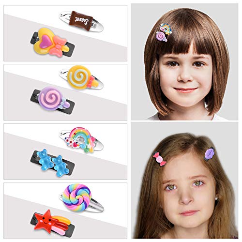 Mixed Slime Charms with Hair Bobby Pins, Kawaii Candy Sweets Lollipop Assorted Flatback Resin Embellishments Supplies for DIY Crafts Scrapbooking Hair Clip Decorations4