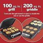 Hamilton Beach 4-in-1 Indoor Grill & Electric Griddle Combo with Bacon Cooker, Opens Flat to Double Cooking Surface, Removable Nonstick Plates, Black & Silver (25601) - Image 3