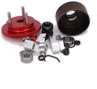 RCAWD RC Clutch Bell 14T Shoes Bearings Gear Flywheel Assembly Kit Springs Cone Engine Nut for HPI HSP Axial Himoto 1/8 RC Nitro Engine Car,Red