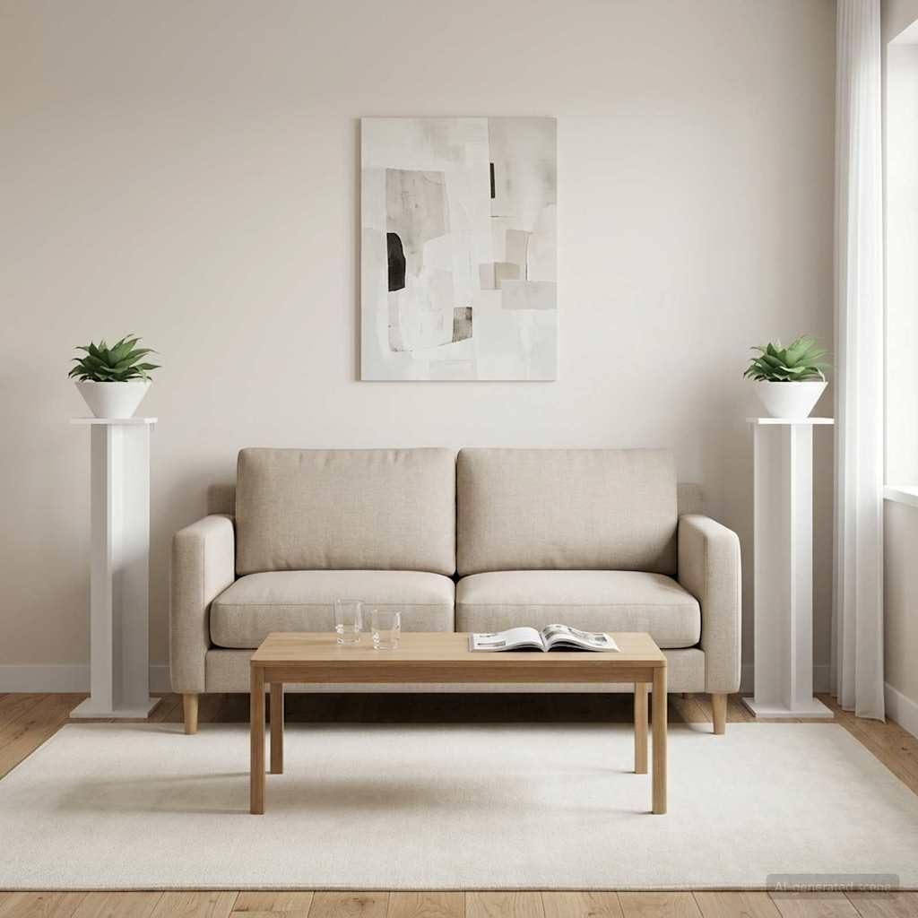 Pflanzenständer 2er Set Weiß 25 x 25,5 x 100,5 cm Holzwerkstoff Indoor und Outdoor geeignet platzsparend für Wohnzimmer Balkon Terrasse Dekoration