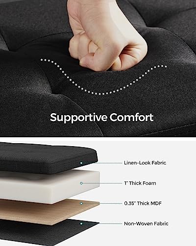 Image of SONGMICS Mazie Collection - 30 Inches Folding Storage Ottoman Bench, Ottoman Foot Rest, End of Bed Bench, Storage Chest, Load 660 lb, for Living Room, Bedroom, Entryway, Ink Black ULSF047B01