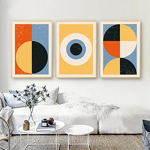 Amazon.co.jp: インテリア 黄色、オレンジ、青の抽象的な幾何学的な