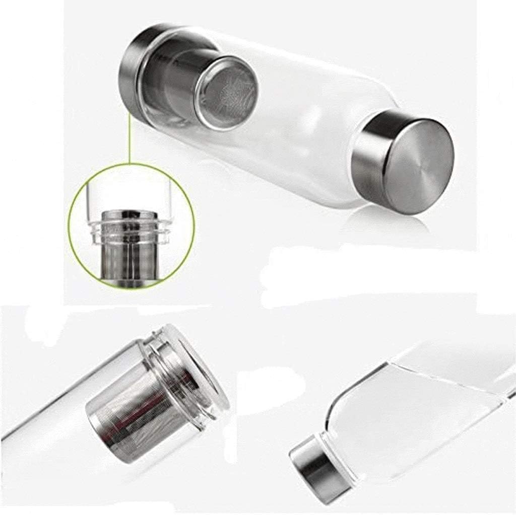 400ml Portable Fashion Transparent Glass Filter Tea Bottle with Lid Creative Flower Tea Cup with Stainless Steel Filter Basket Tea Strainer and Portable Glass Teapot for Bre