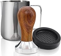 Vista 7 de KYONANO Espresso Tamper 2.008 in – Tamper con mango de madera Chacate Preto – Tamper de café más jarra de espuma de leche 11.8 fl oz y alfombrilla