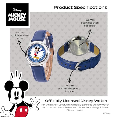 Image of Disney Mickey Mouse Kids' Stainless Steel Time Teacher Analog Nylon Strap Watch(Plain CASE)