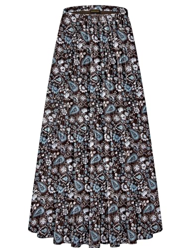 Image of NASHALYLY Women's Chiffon Elastic High Waist Pleated A-Line Flared Maxi Skirts