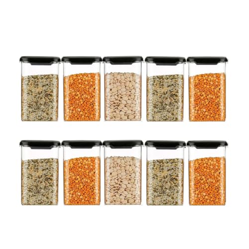 Image of Airtight Plastic Square Container Set for Kitchen Storage | Unbreakable & Space-Saving Containers | Food Storage Jars Set (Pack 10-1100 ml)
