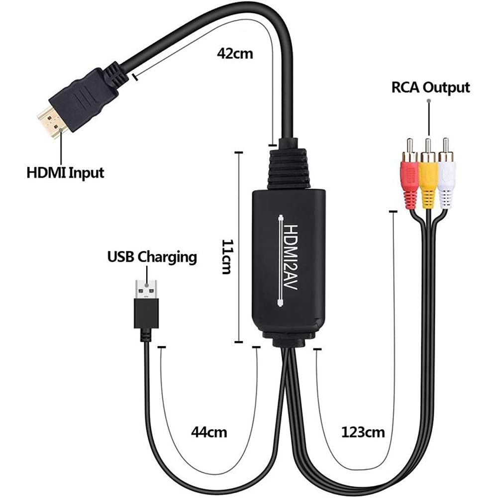 RSGK Convertidor 1080P HDMI a AV, Interfaz De Video HD a Cable De Conversión De Componente De TV Antiguo, Entrada 4K HDMI2AV HD a Cable Analógico HDMI a AV