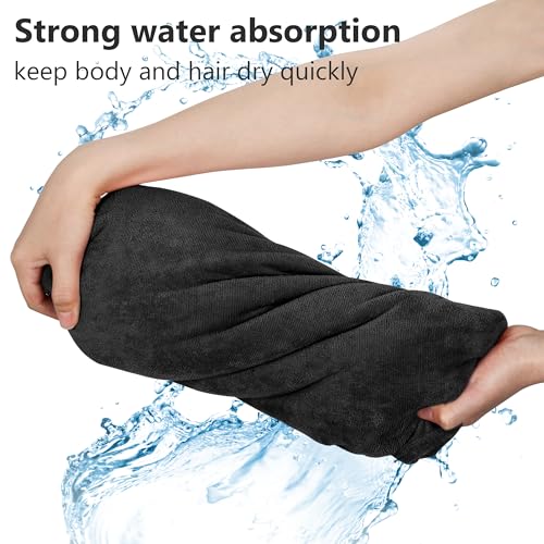 Surf Poncho Hooded Changing Towels Quick Dry Beach Change Robe für Erwachsene Männer Frauen Wasserdicht und Sandproof Bademantel für Surfen Schwimmen Baden Übergröße Schwarz