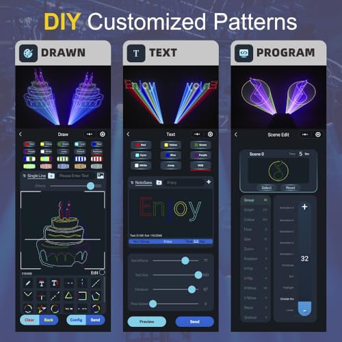 Image of DJ Laser Light with App Control, 3D Animation Stage Laser Machine Projector, Support Custom Drawing, Text Playback, Personalized Program, DMX Music Sound & Remote Laser for Party, Disco, Club, Bar