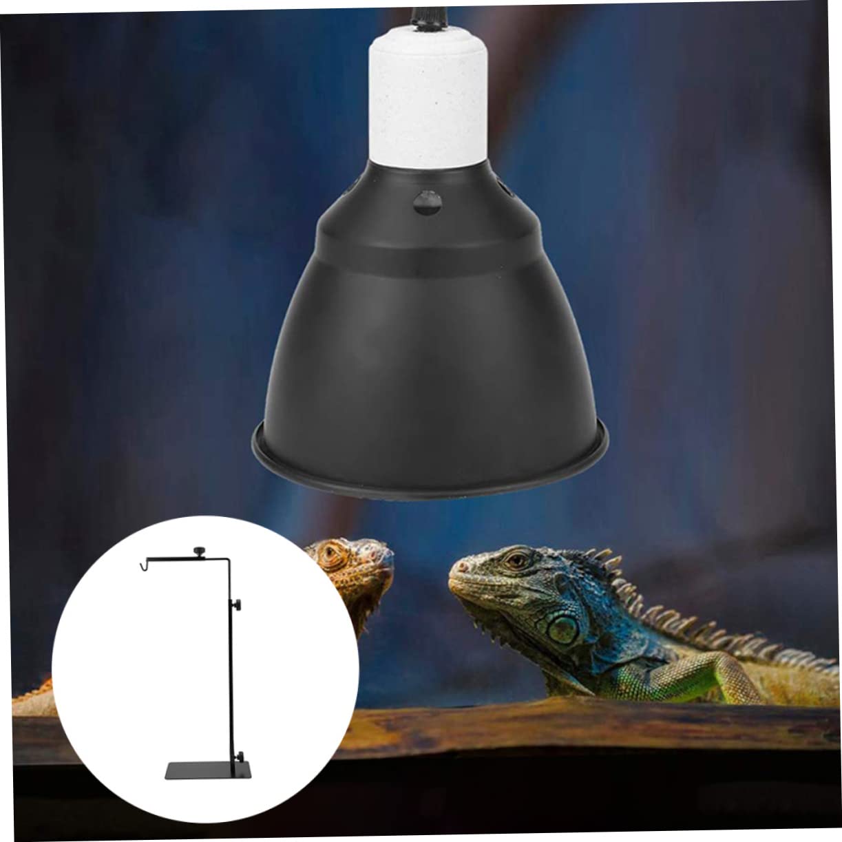 POPETPOP Lampada Scottature Supporto in Nero e Rettili Regolabile Metallo per Deformazioni Previene Riscaldamento Terrario Animali e Piante