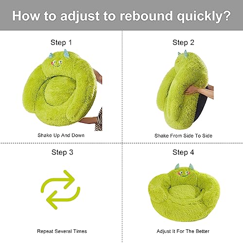 Jiupety Hundebett Katzenbett Flauschig, Donut Hundebettn Grosse Hunde, Orthopädisches Hundebett Hundehütte Indoor, Hundekorb Größe L (69 x 69 x 36 cm), Cartoon Dog Bed, Grün