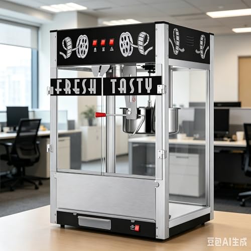 Image of Commercial Popcorn Machine With 32 OZ Kettle- Countertop Popcorn Machine for Theater Style, Stainless Steel, 3-Switch Control, for Business, School, Corporate, Institutional, Home Movie use, Black