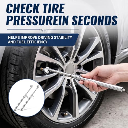 Image of BBTO 2 Pcs 10-160 Psi Low Pressure Tire Gauges Pencil Tire Gauges | Stainless Steel, Tire Gauges for Tire Pressure, Reverse Osmosis Tank, Garden Tractors, Golf Carts, Atv, Sports Equipment