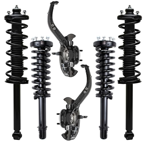 Image of Detroit Axle - 2.4L Front Knuckles Struts for Honda Accord 2003 2004 2005 2006 2007 Steering Knuckles & Wheel Bearing Hub Front and Rear Struts w /Coil Spring [Manual Transmission]