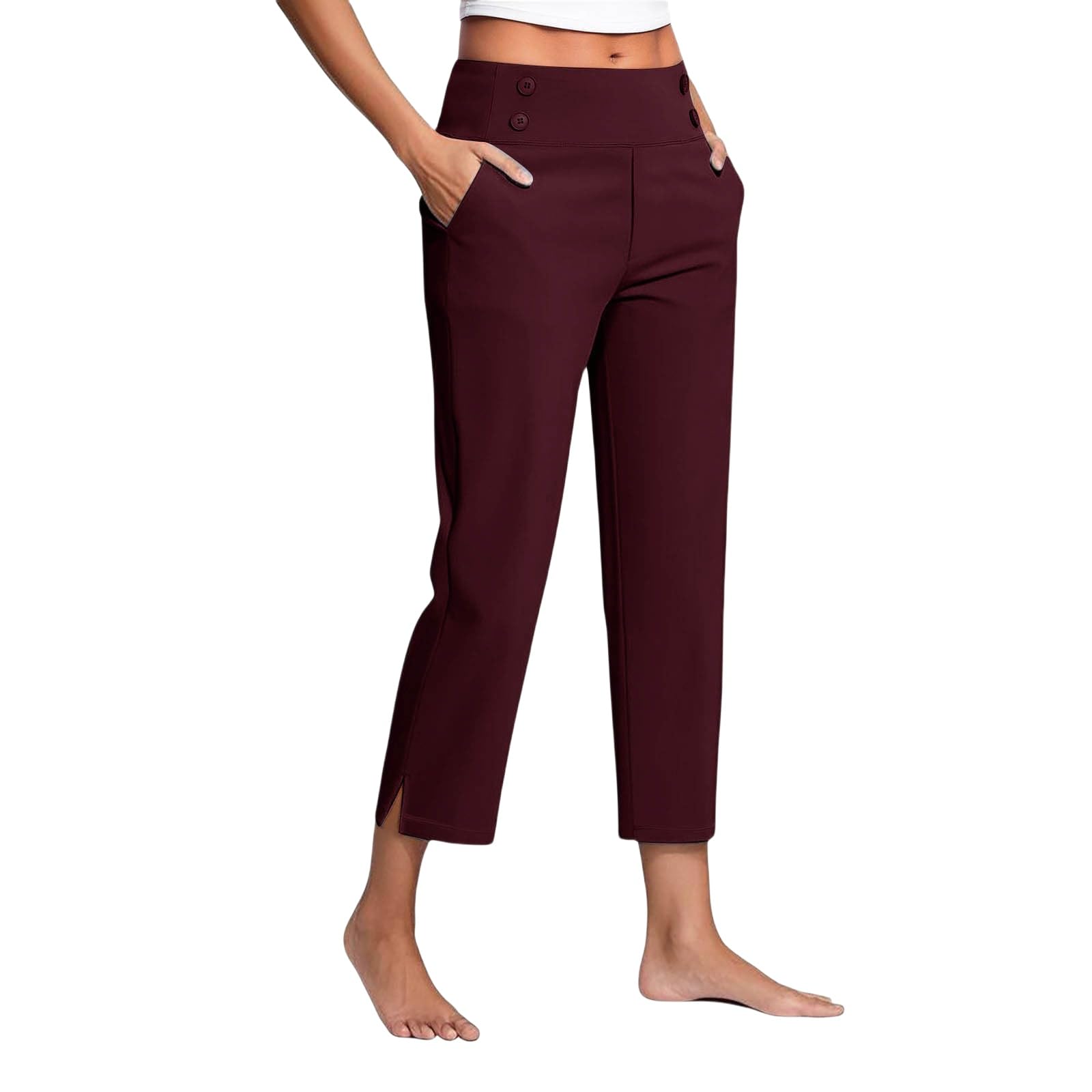 Capri Pants for Women High Waisted Dress Pants Crop Office Work Pants Capris Slacks Casual Straight Leg Trousers