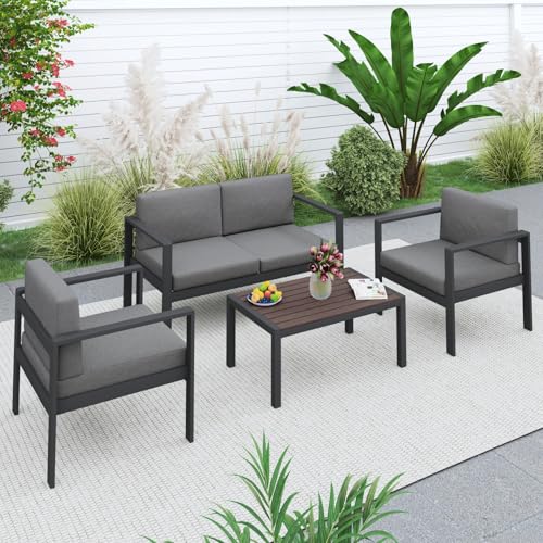 Woajnqo 50 Aluminum Patio Furniture Set 4 Pcs Outdoor Couch cover