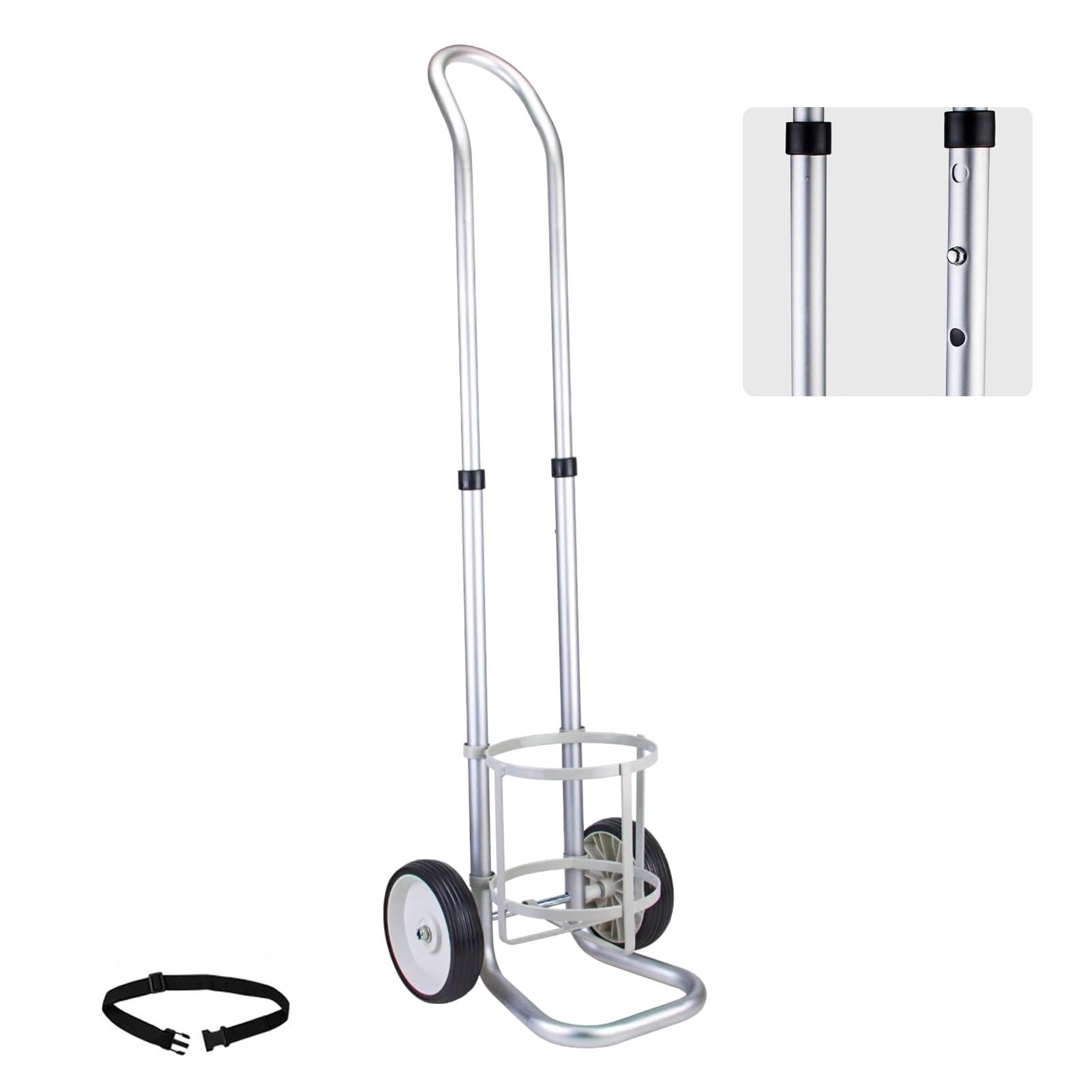 GHHVFEC Oxygen cylinder rack,Adjustable Oxygen Tank Holder Stand with Wheels, Lightweight Rolling Gas Canister Cart, Portable Tank Transport Carrier Rack for 146mm (5 3/4") Cylinders
