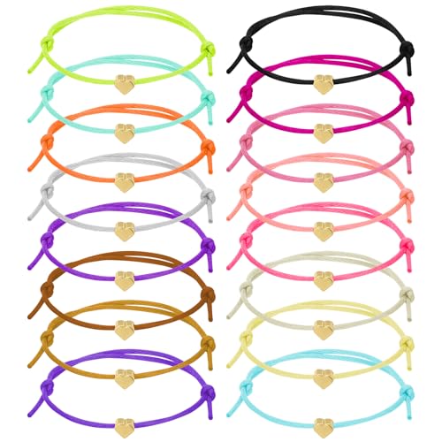 Bestomrogh 16 Pcs Adjustable Friendship Bracelets Matching Bracelet for Couple with Hearts for Best Friends Lover Couple Mens Teen Girls