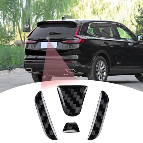 Image of Compatible with Car Rear Tailgate Emblem Logo Trim Accessories Carbon Fiber Emblem Badge Decal Cover Sticker for Honda CRV 2022,Black