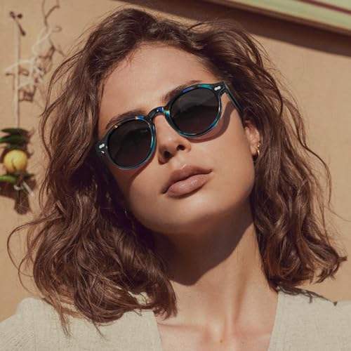 CARFIA Round Acetate Polarized Sunglasses for Women Fashion Retro Sun Glasses CA52662